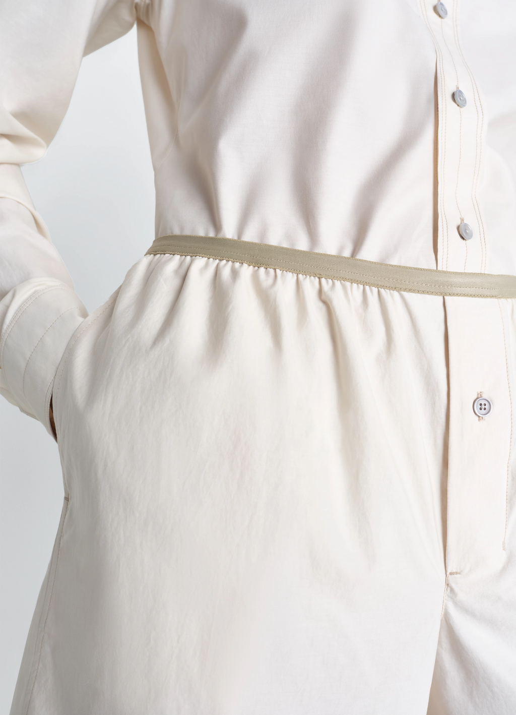 Short boxer en coton et soie lavé