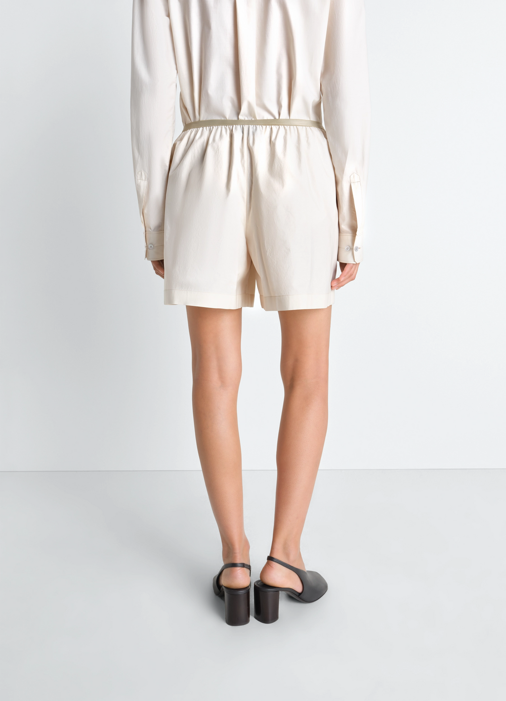 Short boxer en coton et soie lavé