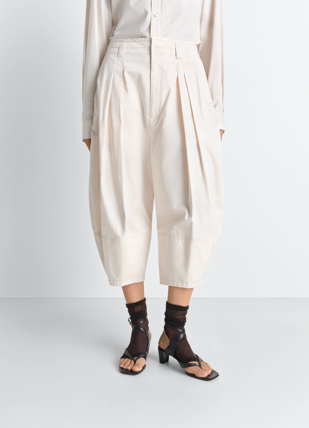 Bermuda large en satin de coton léger