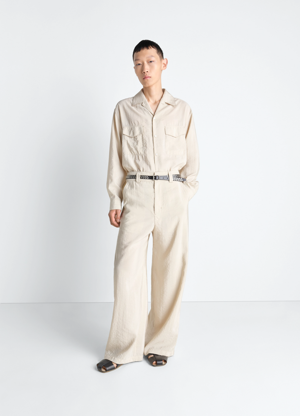 PANTALON TAILLEUR DROIT EN SOIE SÈCHE