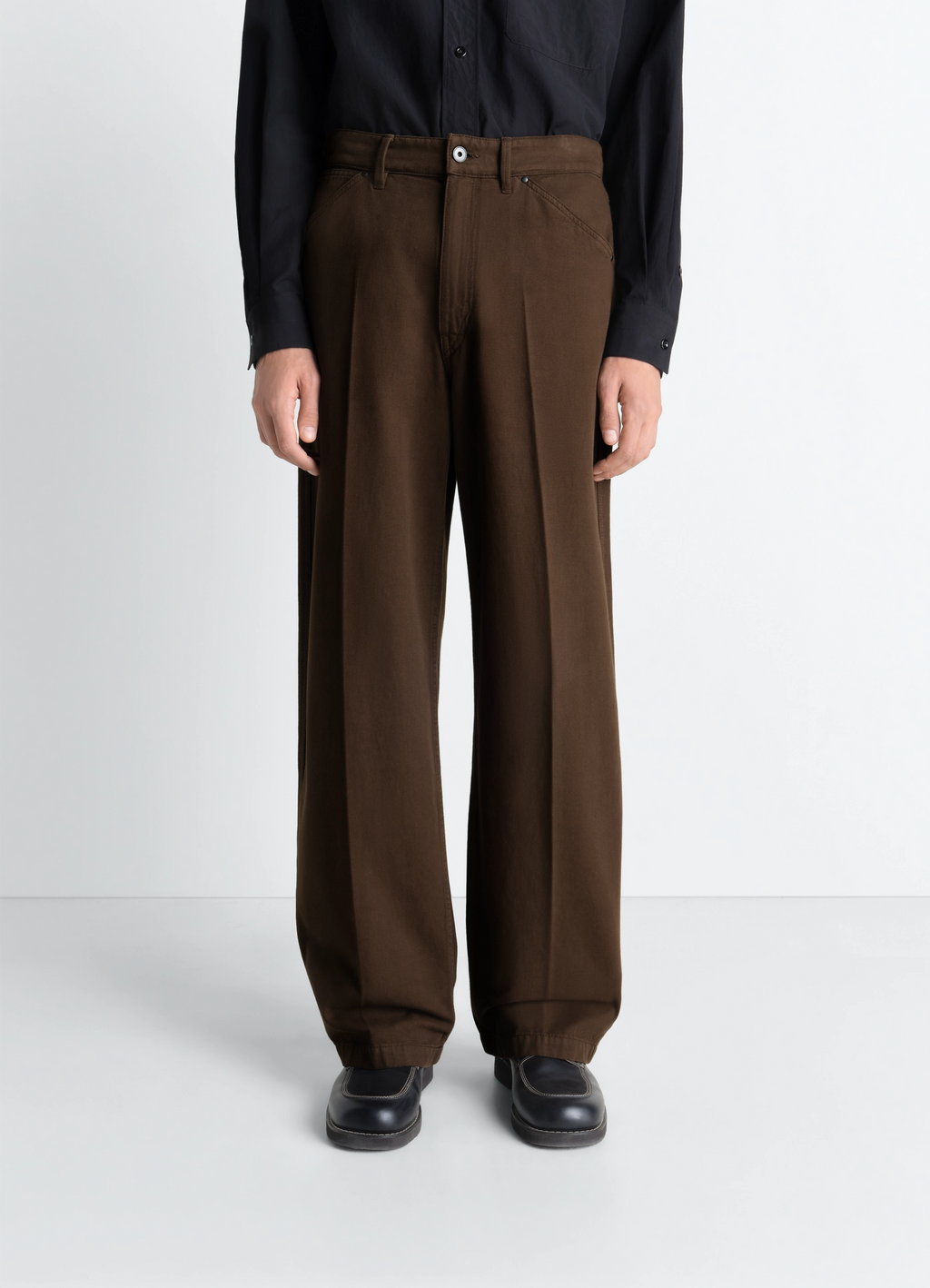 染めブロークンツイルのワイドパンツ