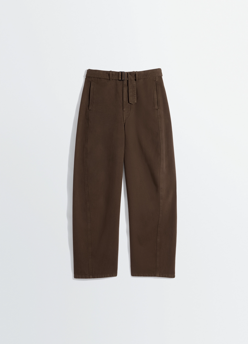 Twisted belted pants in dyed heavy broken twill