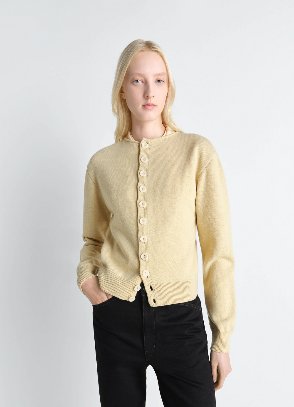 REVERSIBLE BUTTONED SWEATER IN CASHMERE WOOL