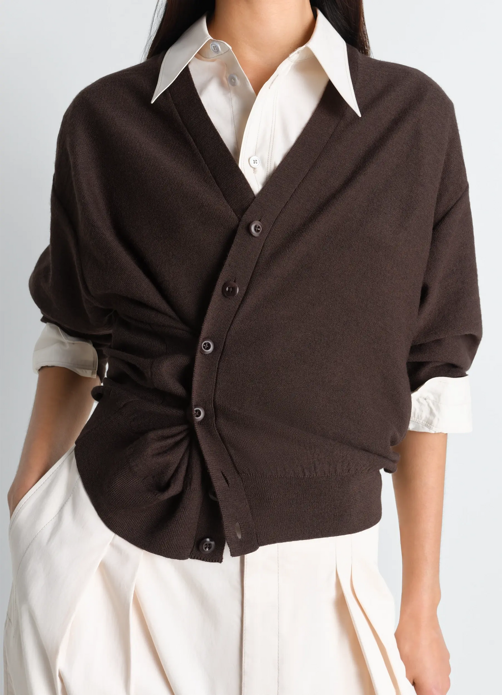 TWISTED CARDIGAN IN WOOL BLEND