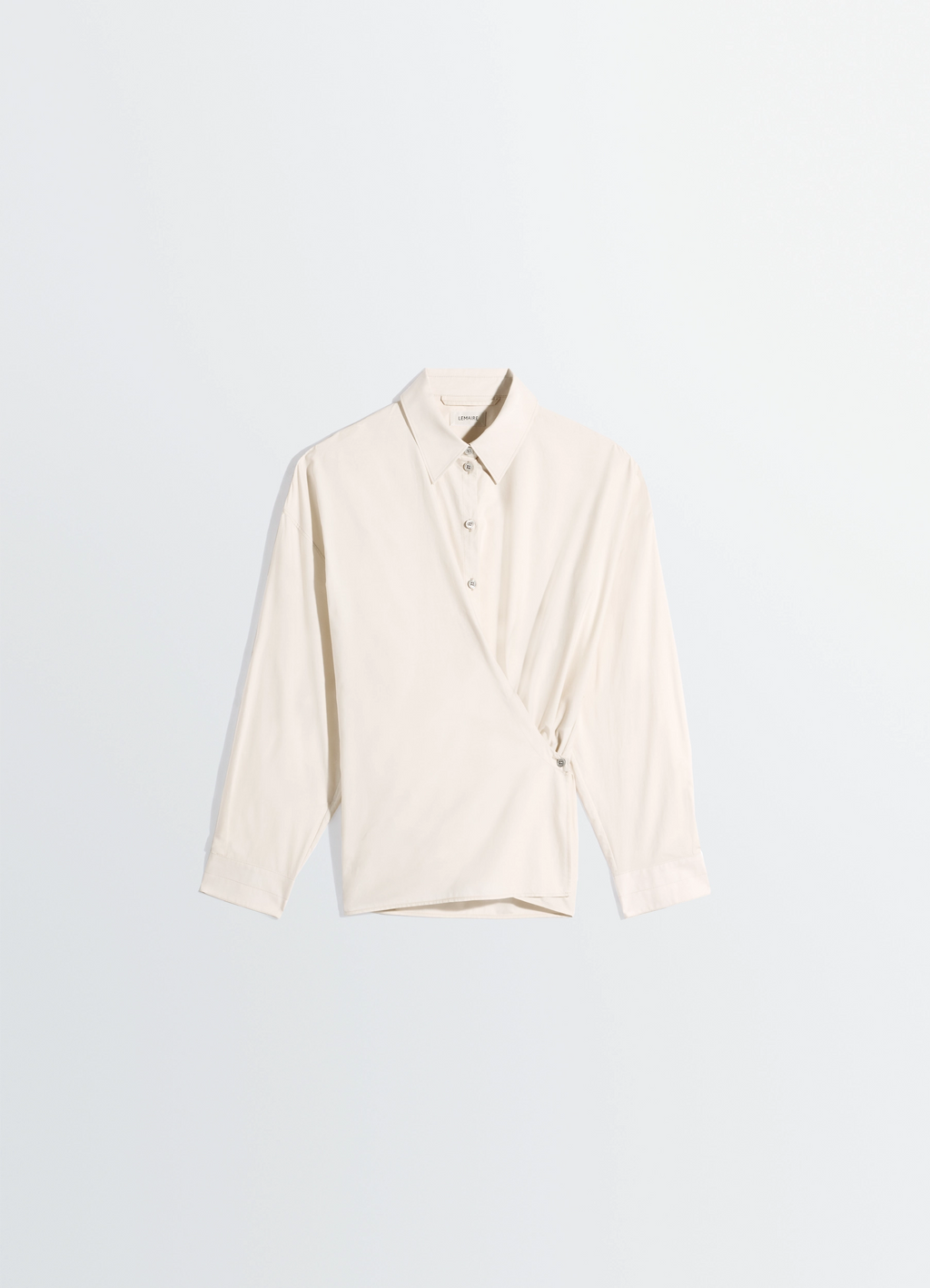 STRAIGHT COLLAR TWISTED SHIRT IN WASHED COTTON SILK