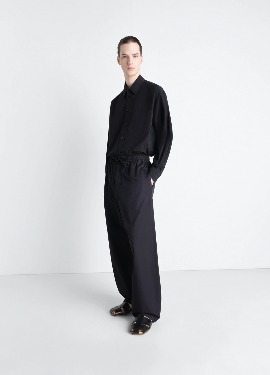 Chemise à double poche en crêpe de coton