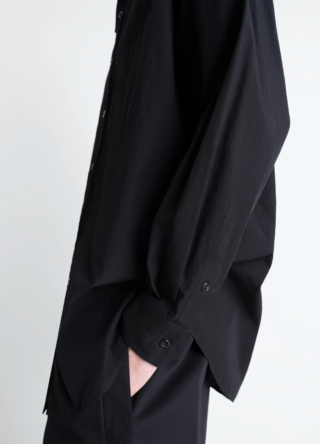 Chemise à double poche en crêpe de coton