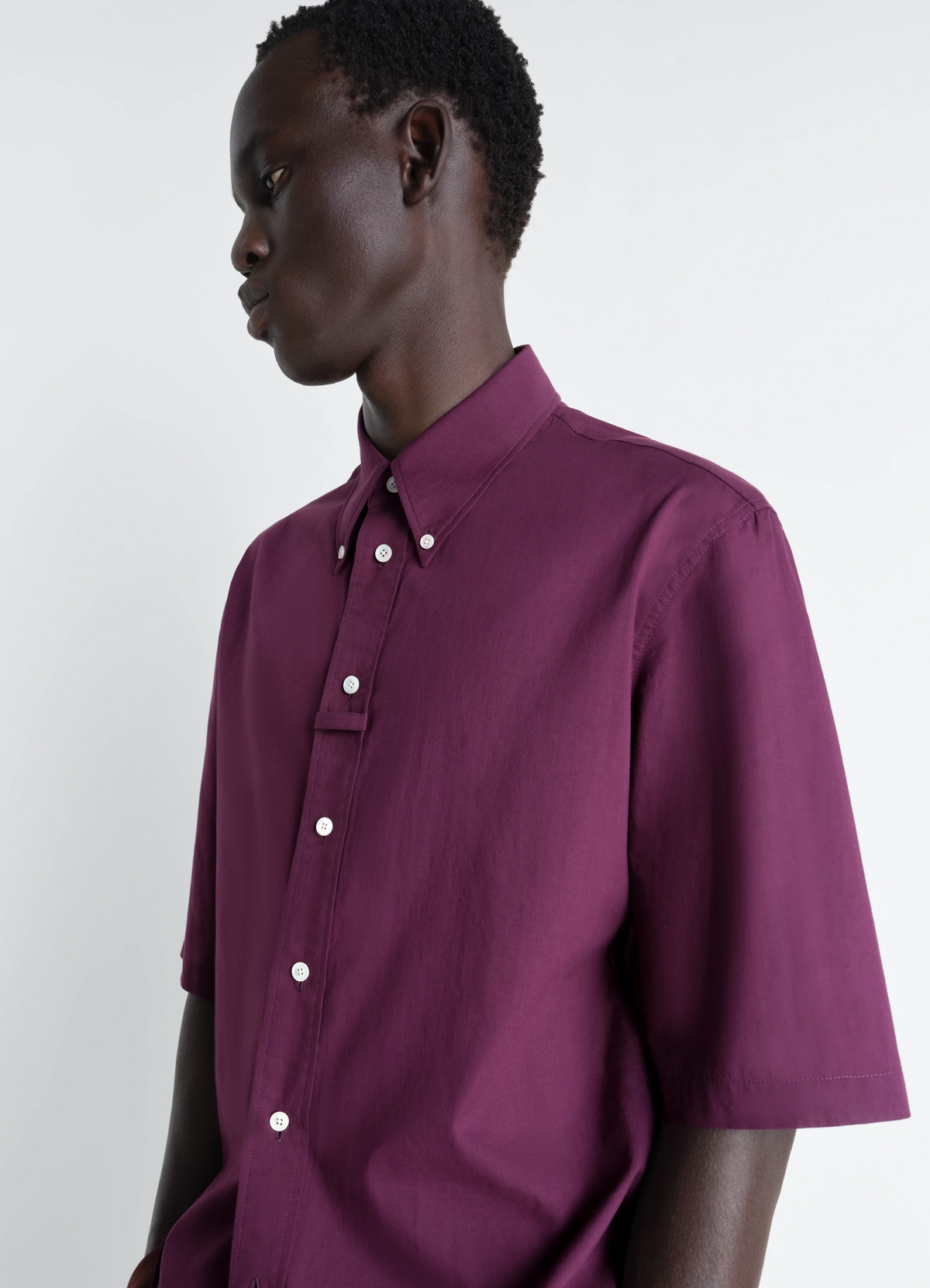 SHORT SLEEVE SHIRT IN WASHED COTTON MUSLIN