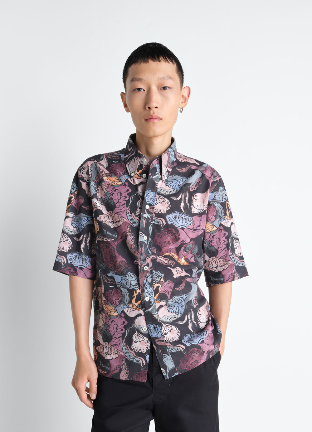 SHORT SLEEVE SHIRT IN FLORAL PRINTED COTTON
