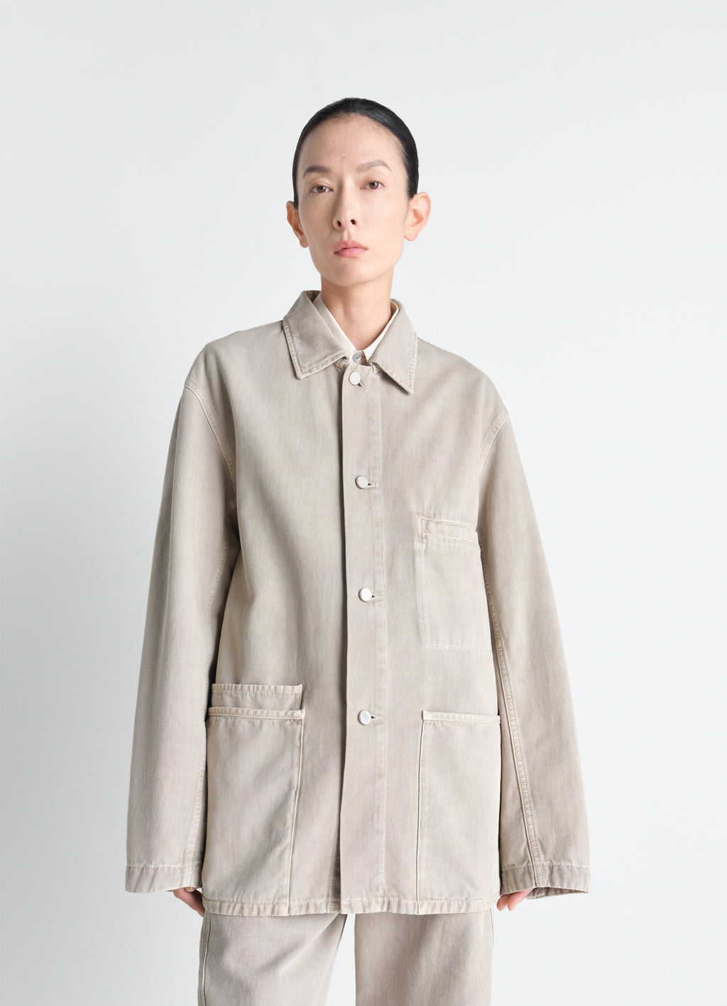 Utility overshirt in snow broken twill