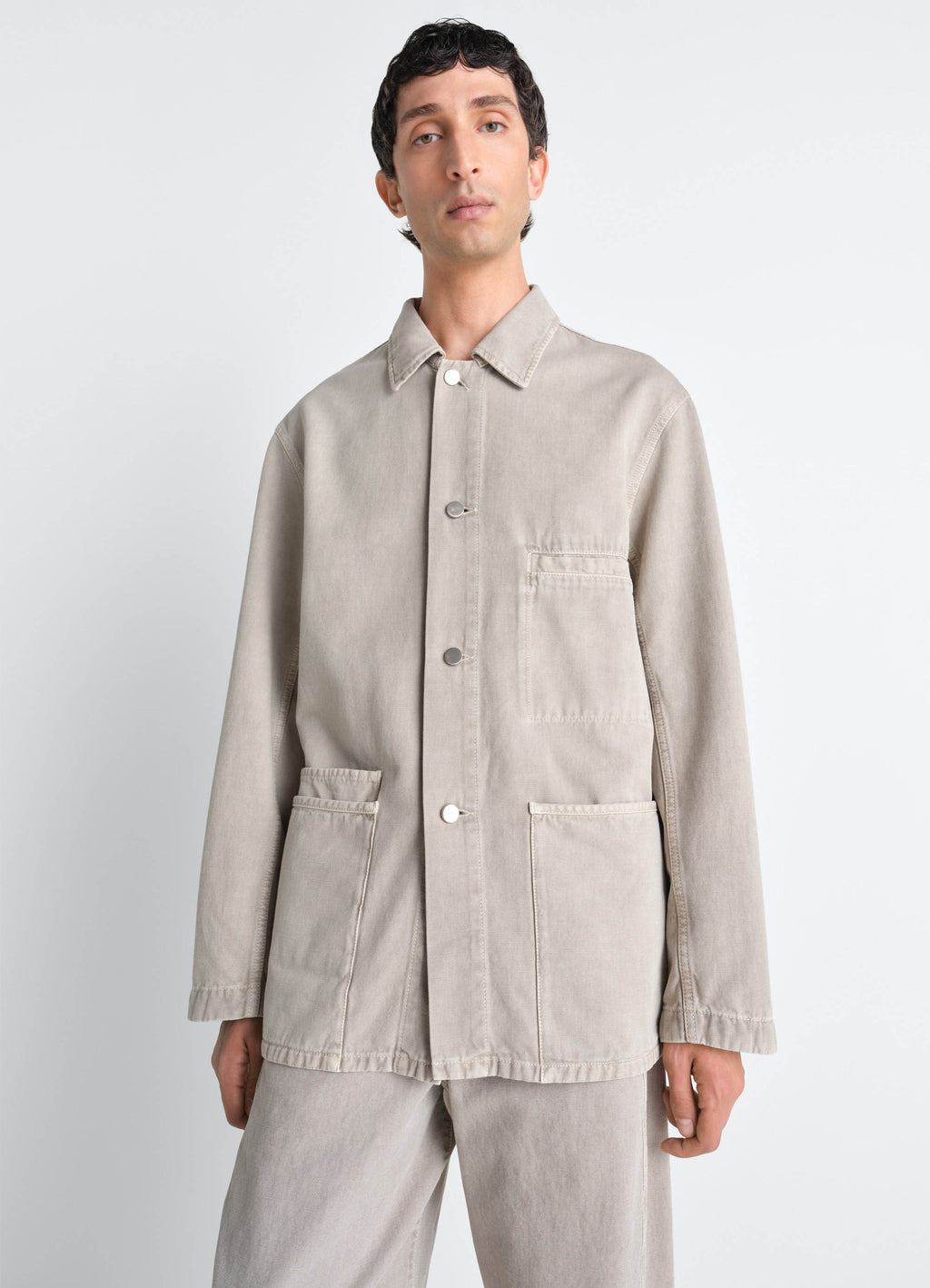 Utility overshirt in snow broken twill