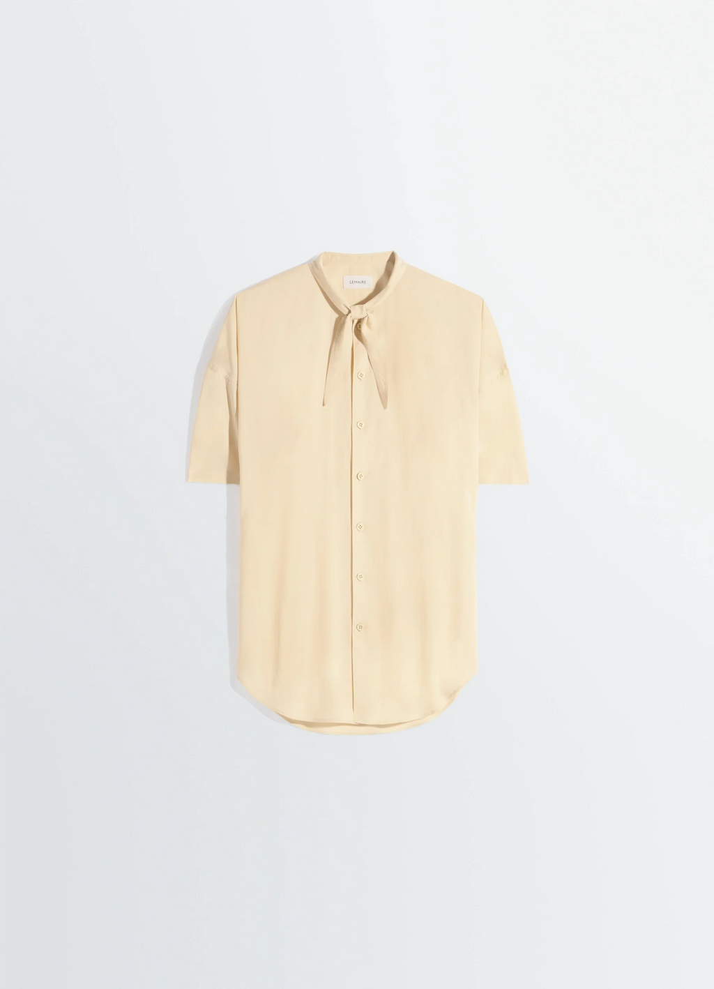 SHORT SLEEVE SHIRT WITH FOULARD IN WASHED COTTON MUSLIN