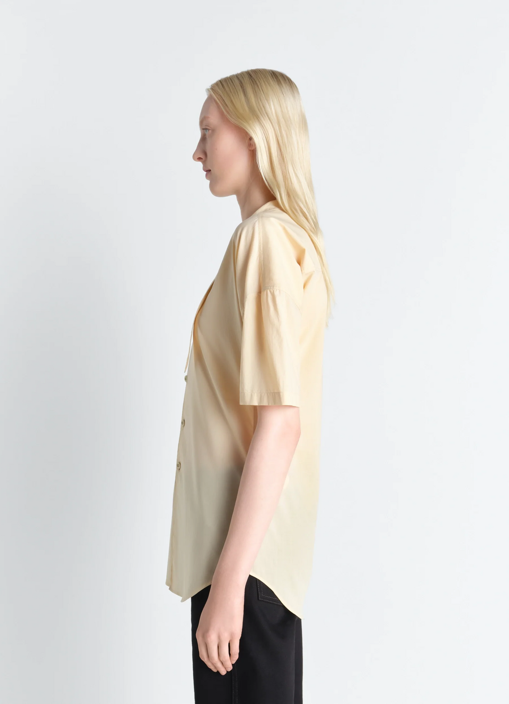 SHORT SLEEVE SHIRT WITH FOULARD IN WASHED COTTON MUSLIN