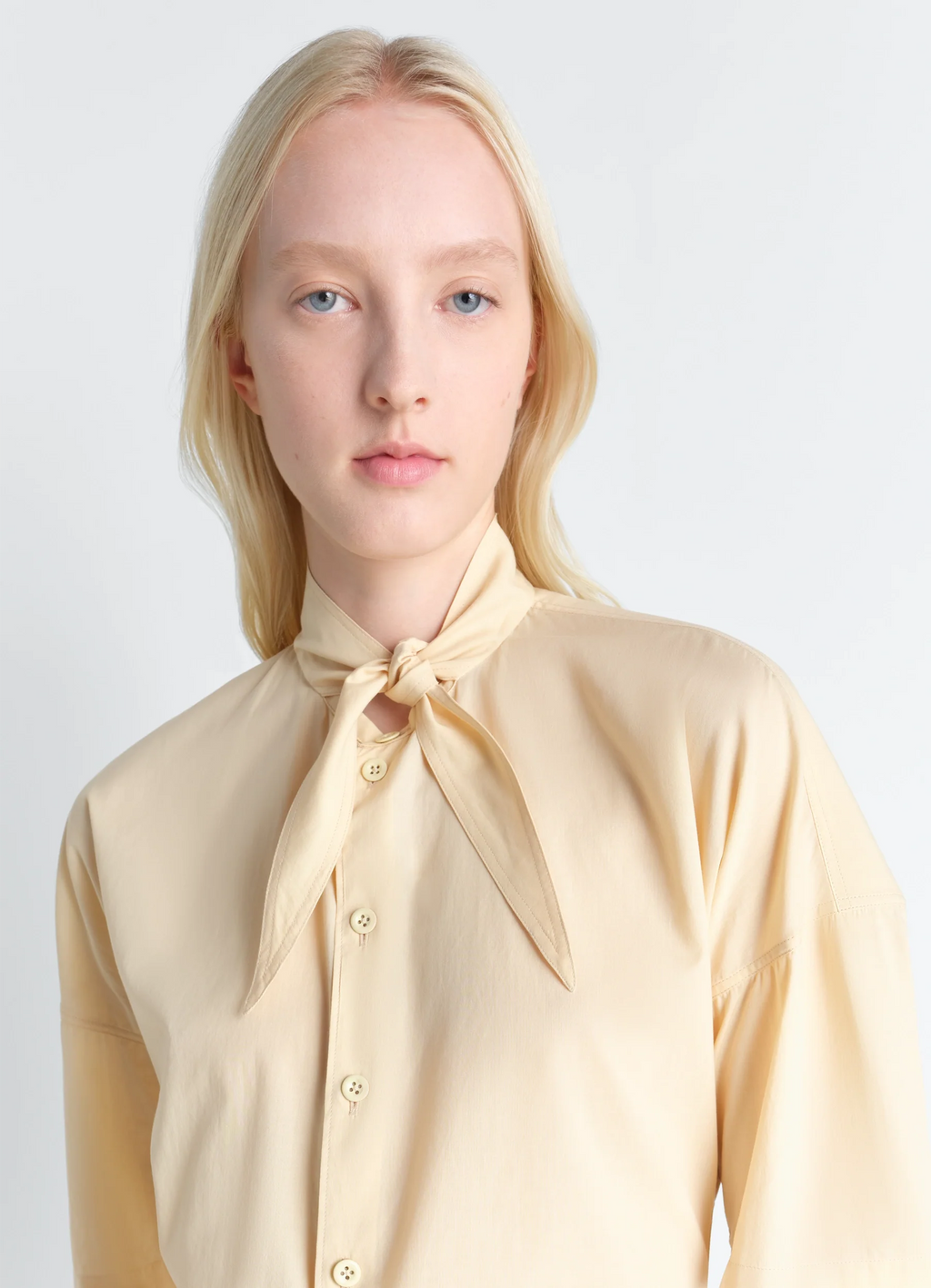 SHORT SLEEVE SHIRT WITH FOULARD IN WASHED COTTON MUSLIN