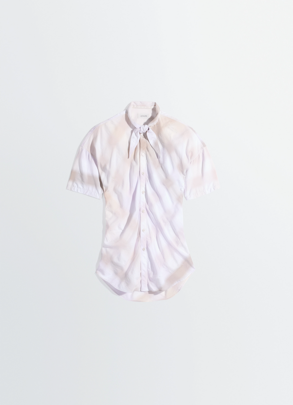 비스코스 코튼 체크 소재의 반팔 셔츠 (숄 포함)