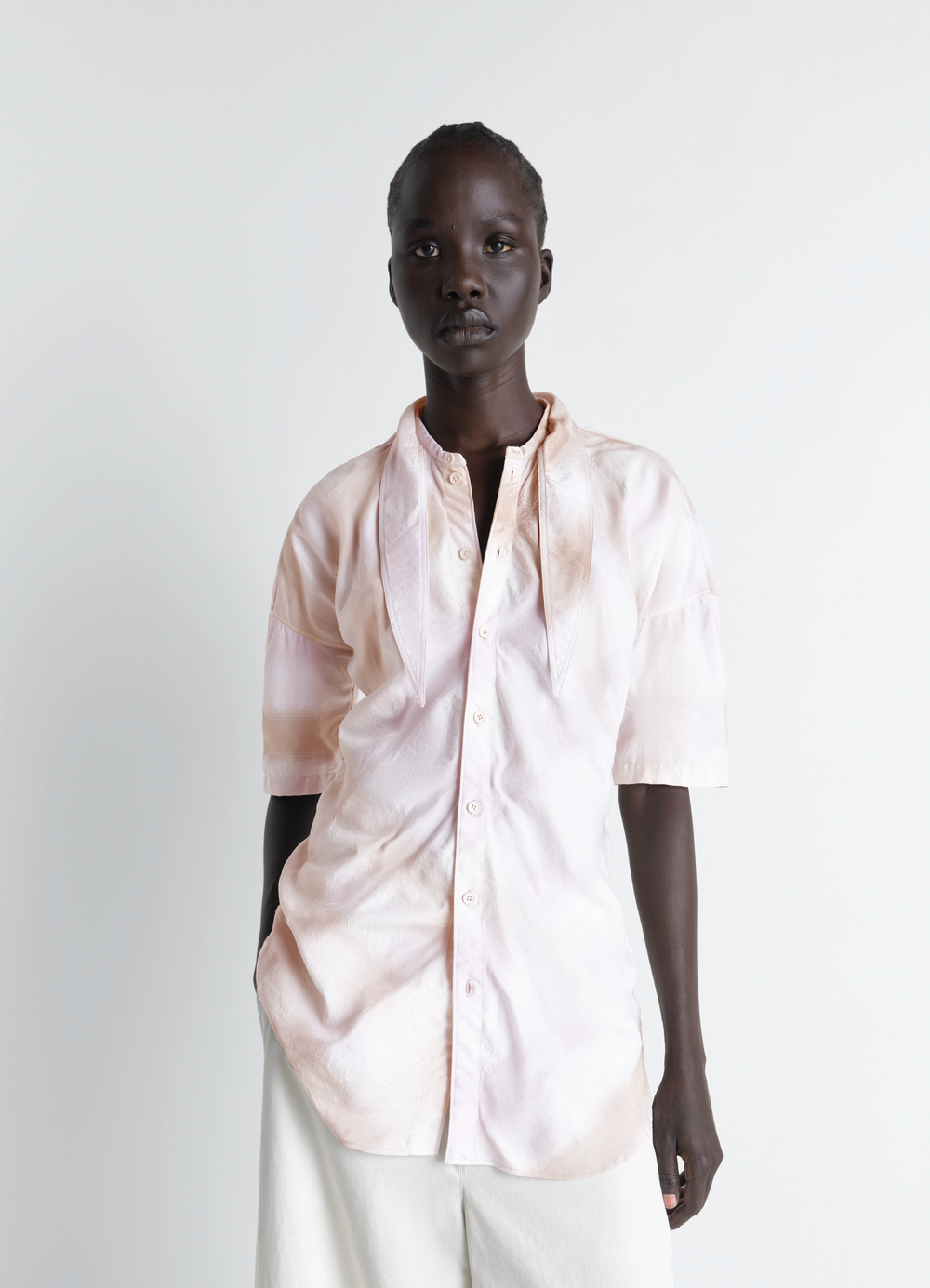 SHORT SLEEVE SHIRT WITH FOULARD IN VISCOSE COTTON