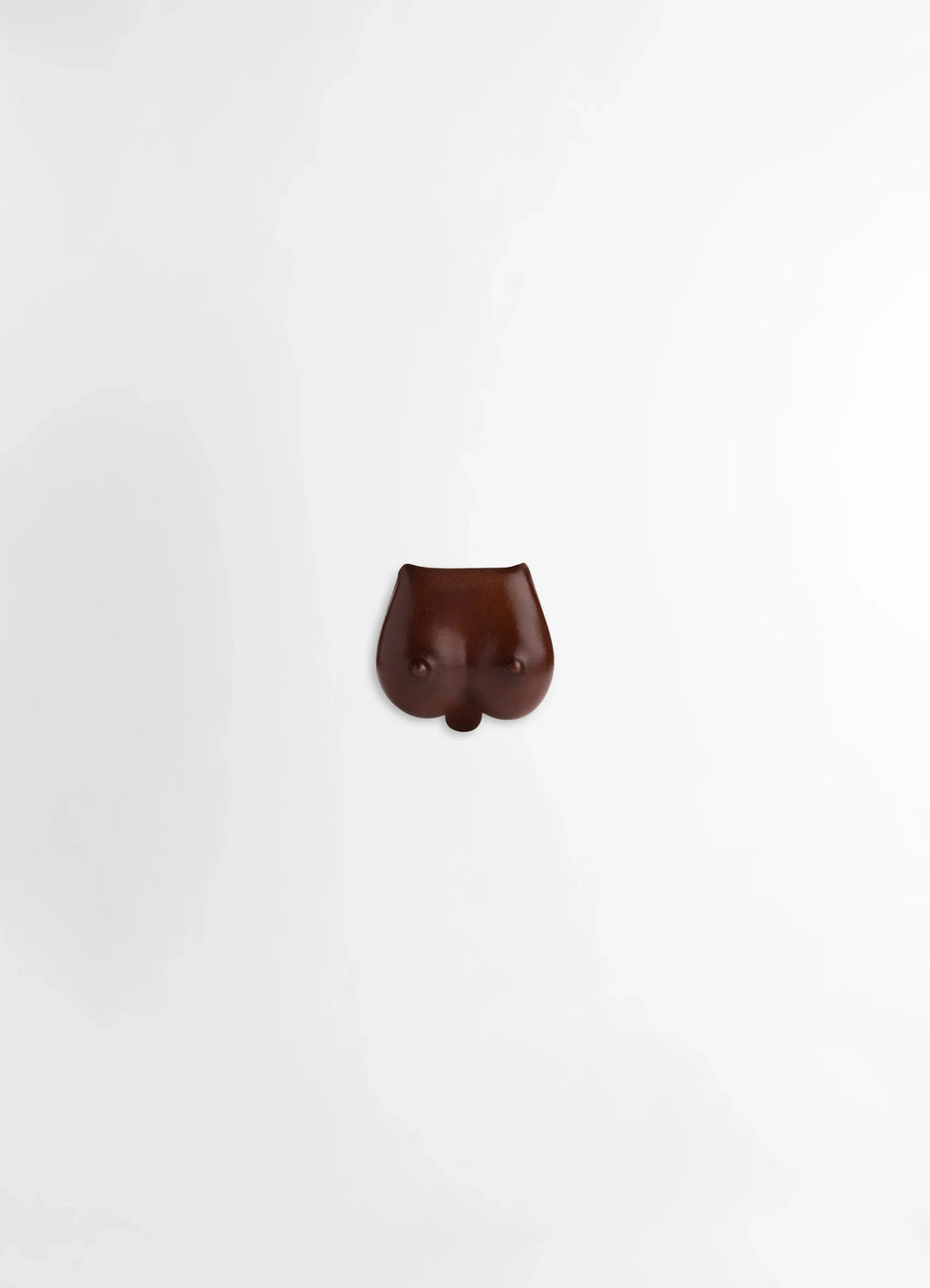 Carlos peñafiel breasts coin purse in smooth patina leather, product shot, front view voluptuous shape