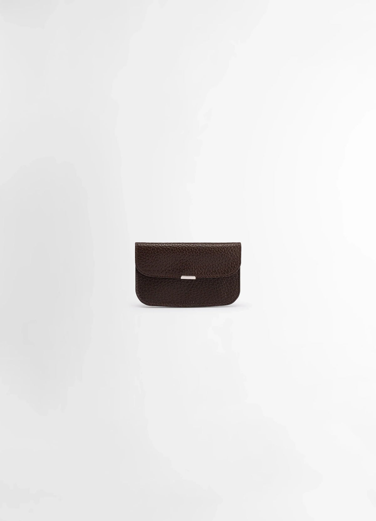 Soft Tab Card Holder Coin Purse in Large grained cow leather, product shot, Front view Unisex with snap closure