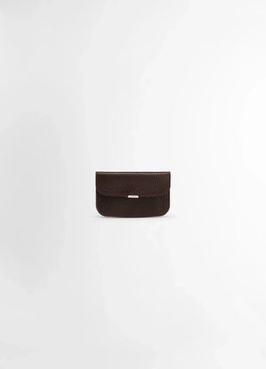 Soft tab card holder coin purse in large grained cow leather, product shot, front view unisex with snap closure