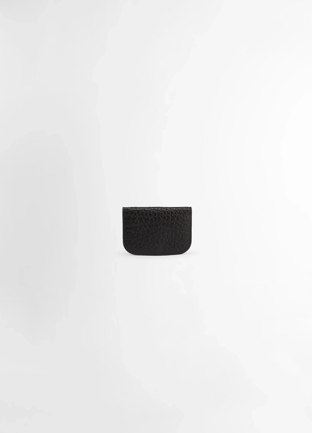 Lemaire soft tab card holder in large grained cow leather, product shot, back view grained texture