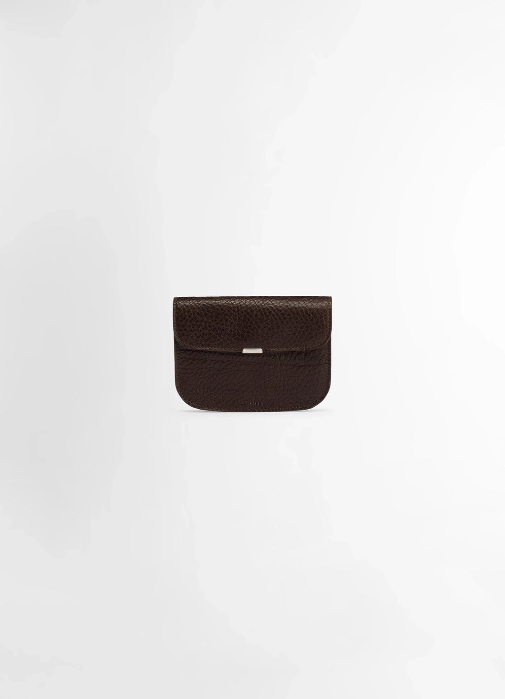 Lemaire soft tab wallet in large grained cow leather, product shot, front view metal snap closure