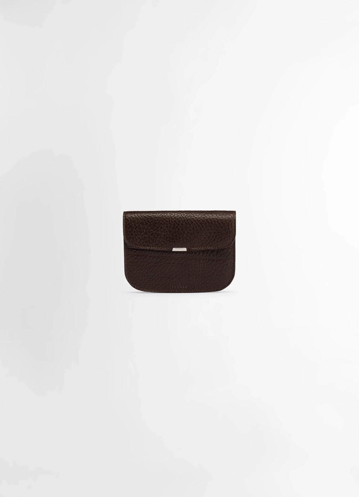 Lemaire Soft Tab Wallet in Large Grained Cow Leather, product shot, Front view Metal snap closure