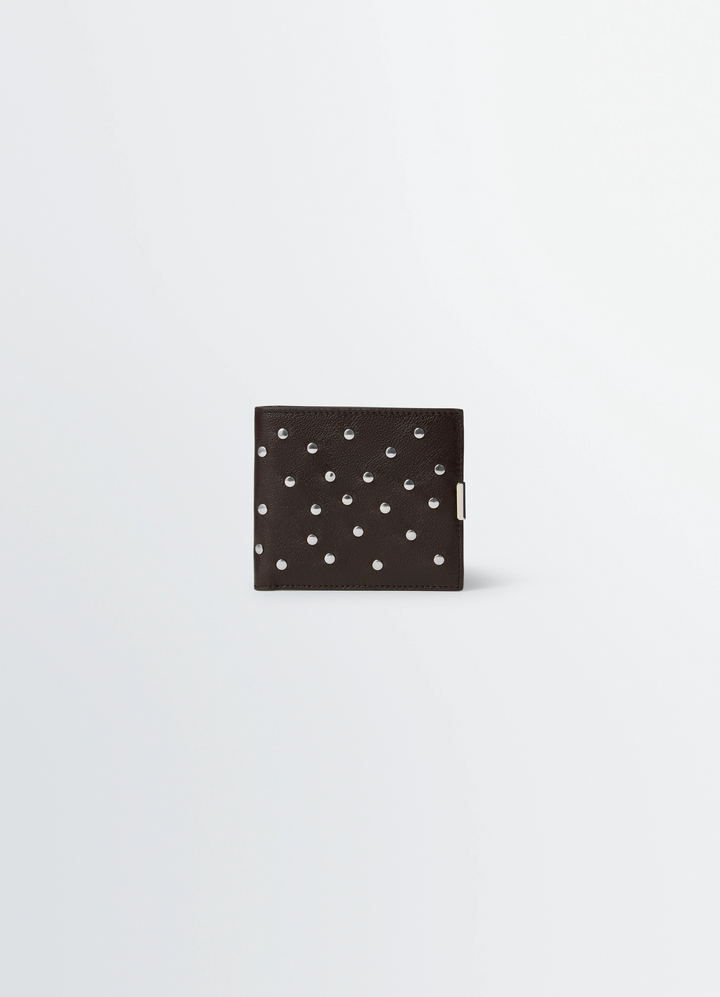 SOFT TAB STUDS DOTS BIFOLD WALLET IN LEATHER