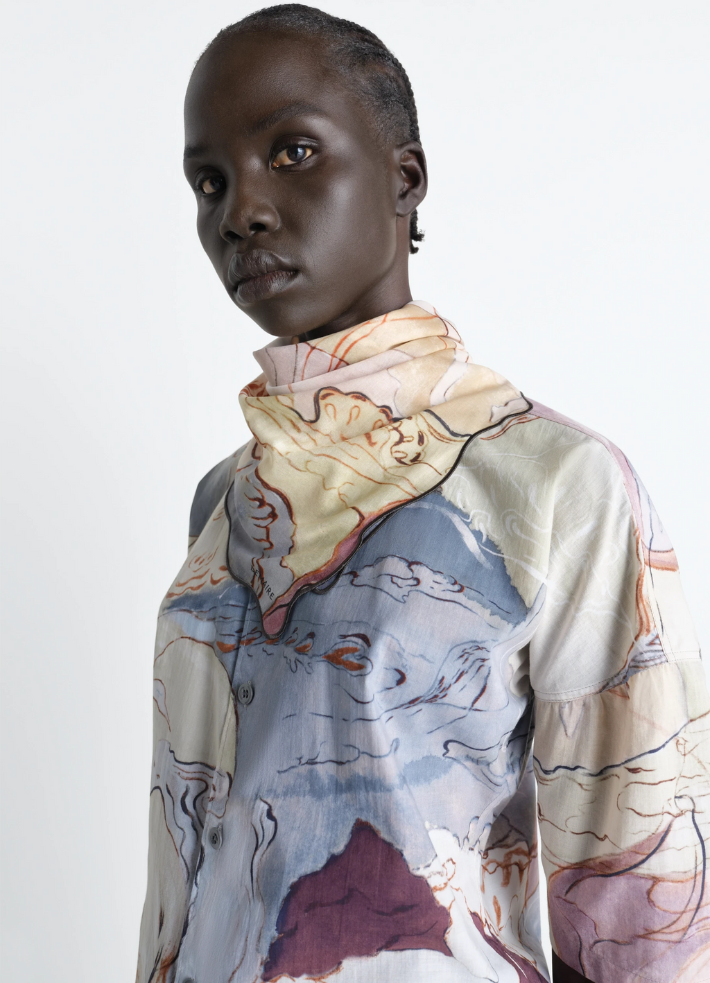 アクアレル 60x60 イレギュリエ アクアレルプリントバンダナ