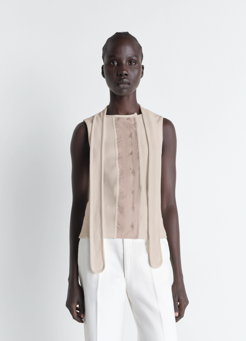 ASYMMETRICAL FITTED TOP IN JERSEY