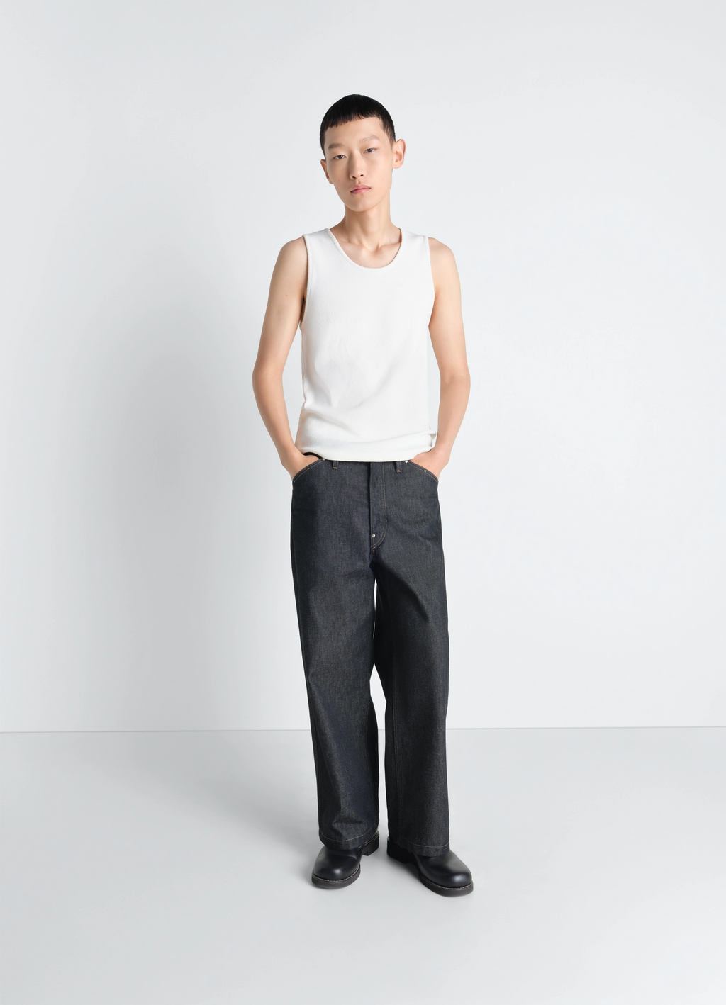 Débardeur en jersey de coton et lin côtelé