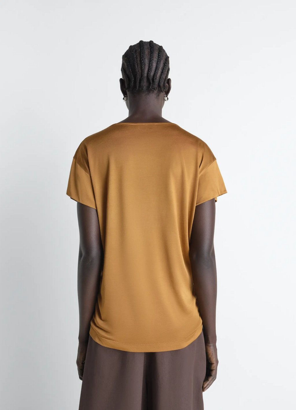 Top foulard à manches courtes en jersey de viscose et coton