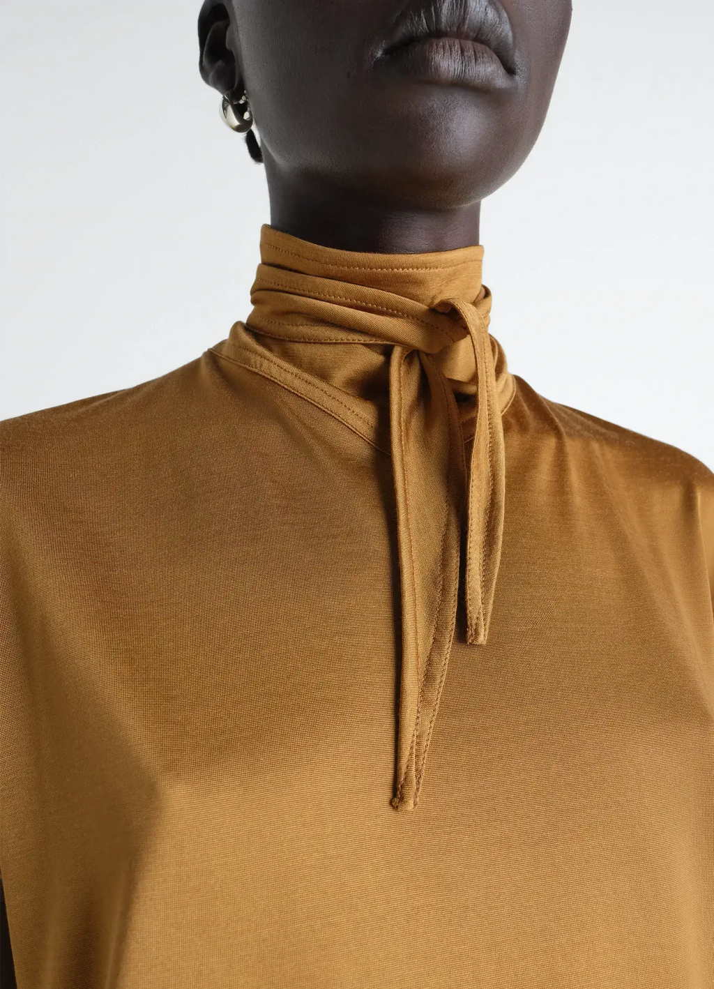 Top foulard à manches courtes en jersey de viscose et coton