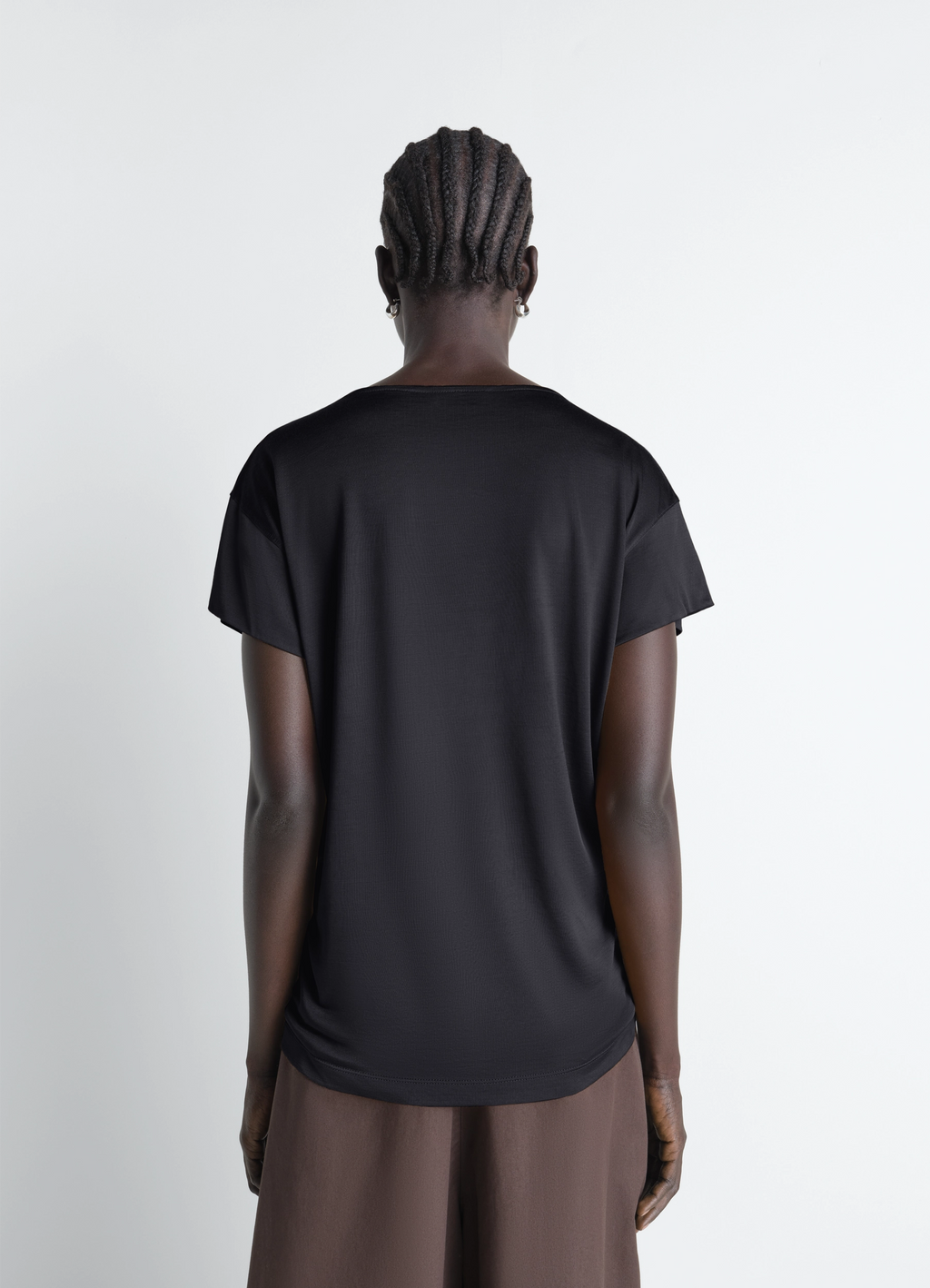 SHORT SLEEVE FOULARD TOP IN VISCOSE COTTON JERSEY