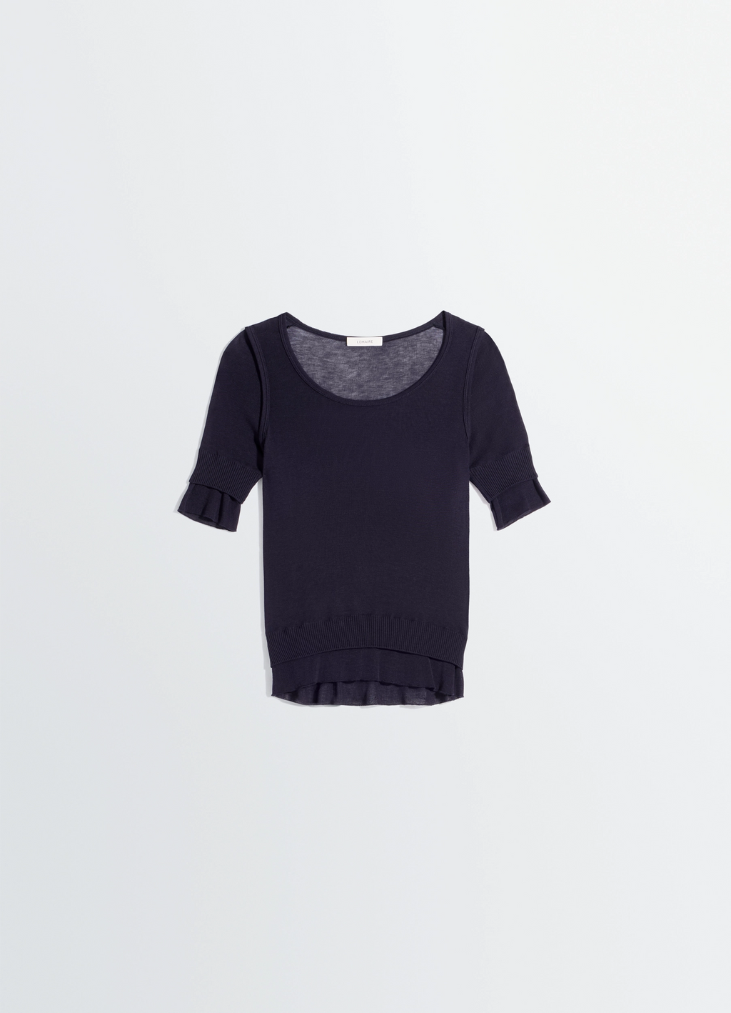 Seamless trompe l'oeil top in viscose silk