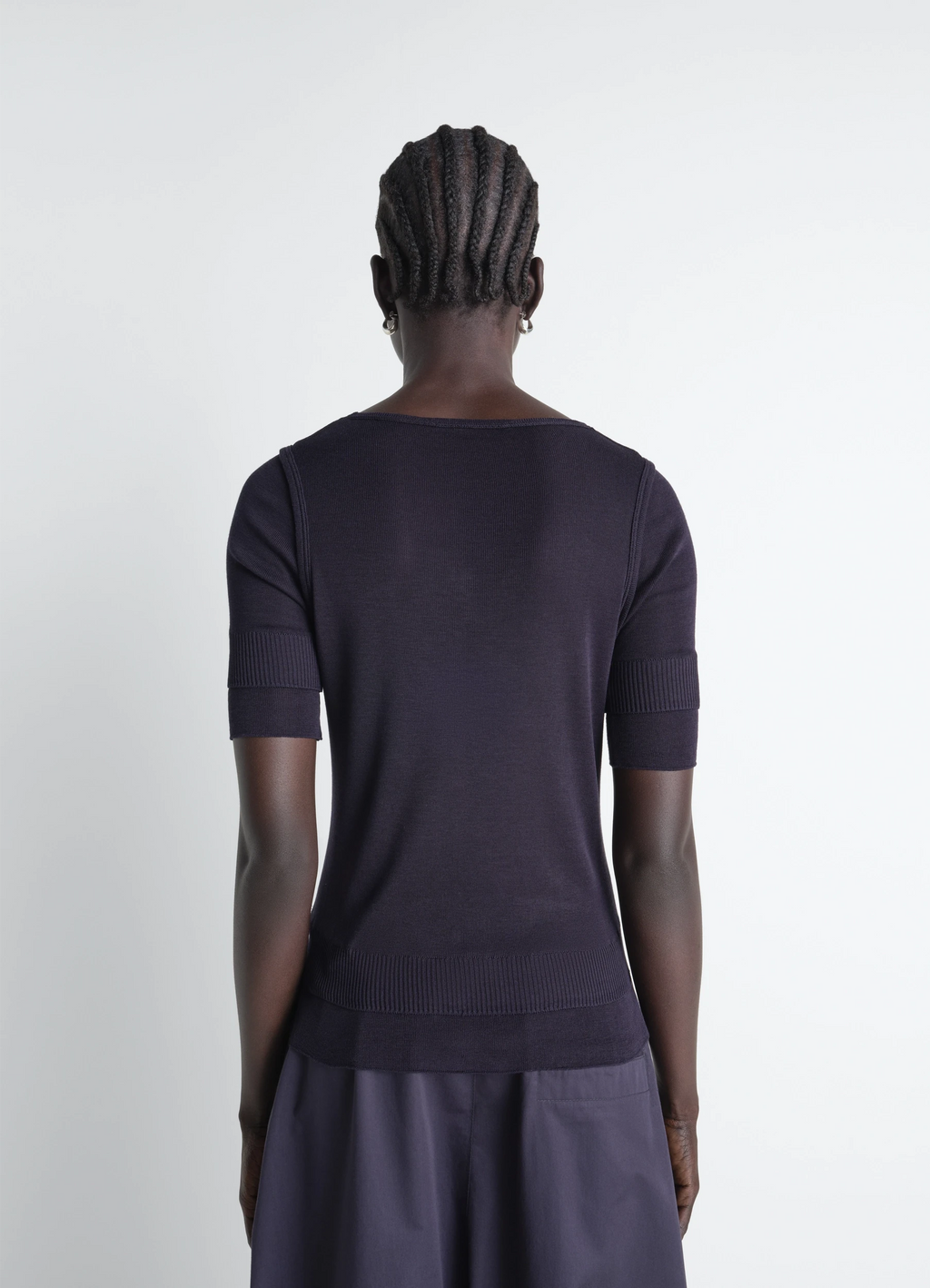 Seamless trompe l'oeil top in viscose silk