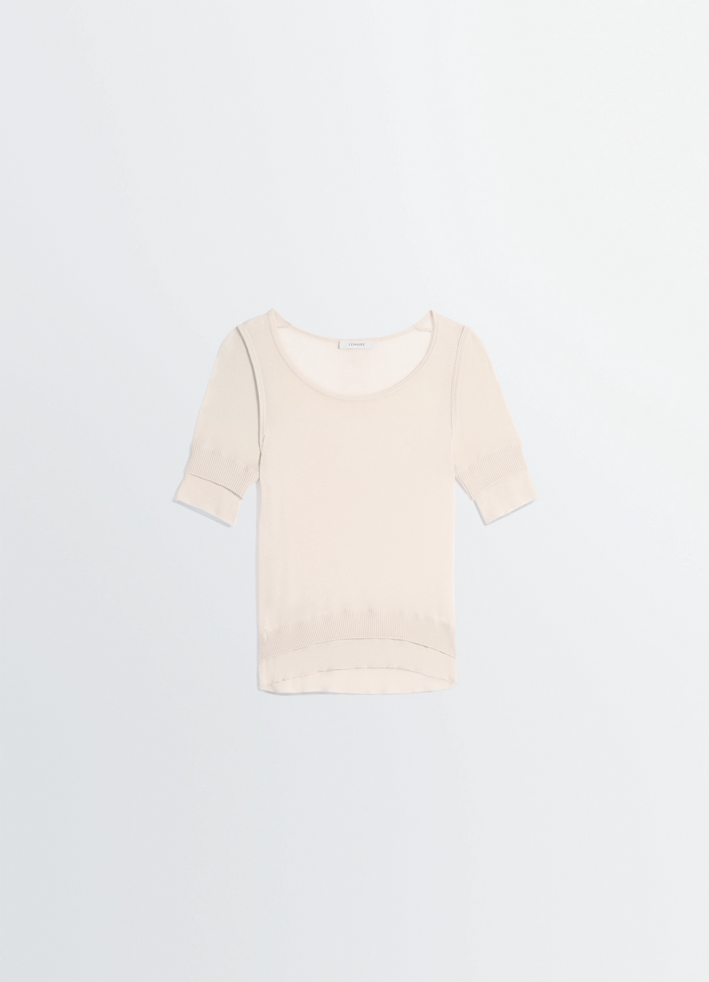 Seamless trompe l'oeil top in viscose silk